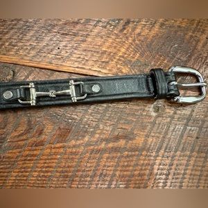 Black English riding belt with brass bits
